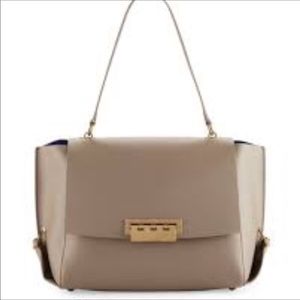 Zac Posen Eartha Folded Gusset Saffiano Bag - Mink